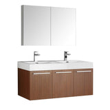 Fresca FVN8092TK-D Fresca Vista 48" Teak Wall Hung Double Sink Modern Bathroom Vanity w/ Medicine Cabinet