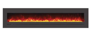 Amantii WM-FML-88-9623-STL Wall Mount / Flush Mount - 88" Electric Fireplace with a Steel Surround and Glass Media