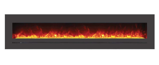 Amantii WM-FML-88-9623-STL Wall Mount / Flush Mount - 88" Electric Fireplace with a Steel Surround and Glass Media
