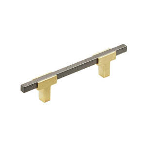 Amerock Cabinet Pull Brushed Gold/Black Chrome 3-3/4 inch (96 mm) Center to Center Urbanite 1 Pack Drawer Pull Drawer Handle Cabinet Hardware
