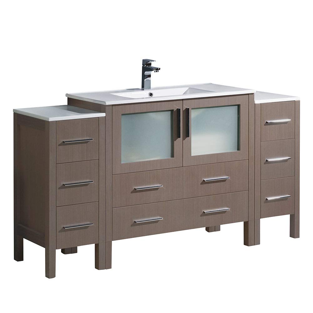 Fresca FCB62-123612GO-I Fresca Torino 60" Gray Oak Modern Bathroom Cabinets w/ Integrated Sink