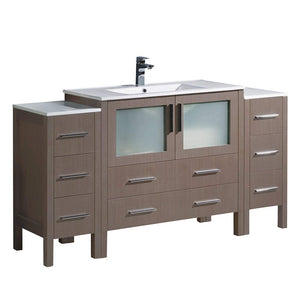 Fresca FCB62-123612GO-I Fresca Torino 60" Gray Oak Modern Bathroom Cabinets w/ Integrated Sink