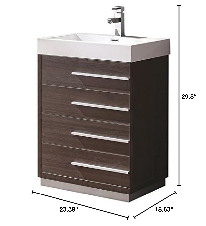 Fresca FCB8024GO Fresca Livello 24" Gray Oak Modern Bathroom Cabinet