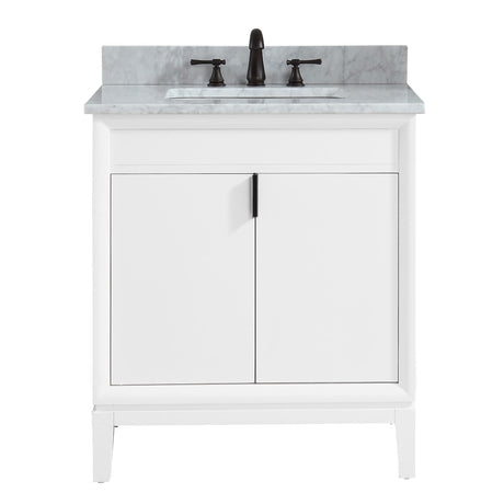 Avanity Emma 31 in. Vanity Combo in White with Carrara White Marble Top