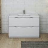 Fresca FCB9148WH-I Fresca Tuscany 48" Glossy White Free Standing Modern Bathroom Cabinet w/ Integrated Sink