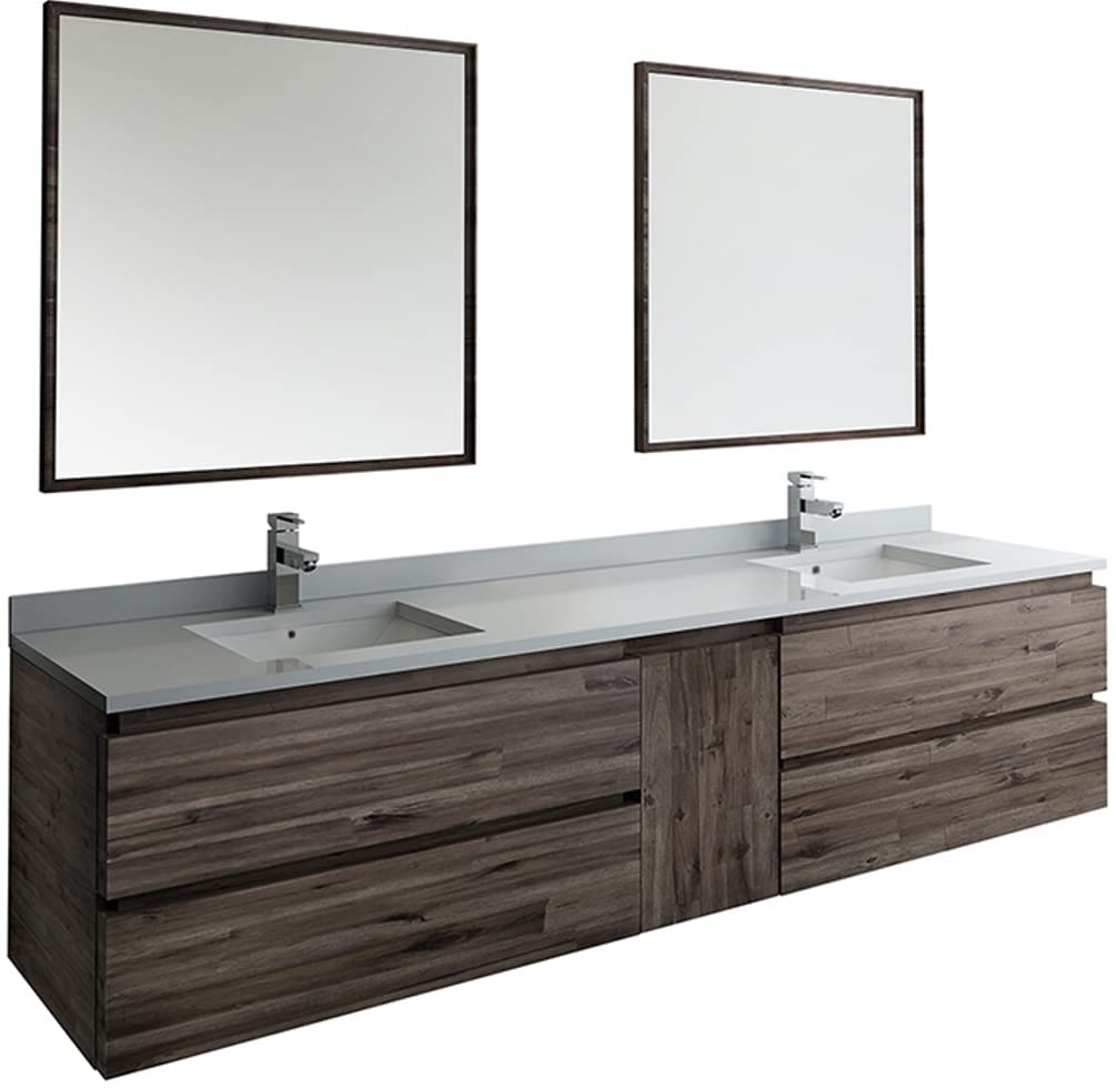 Fresca FVN31-361236ACA Fresca Formosa 84" Wall Hung Double Sink Modern Bathroom Vanity w/ Mirrors