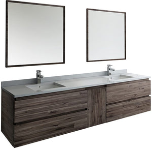 Fresca FVN31-361236ACA Fresca Formosa 84" Wall Hung Double Sink Modern Bathroom Vanity w/ Mirrors