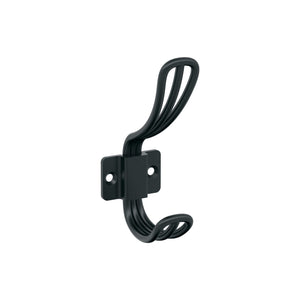 Amerock H37006MB Vinland Double Prong Decorative Wall Hook Matte Black Hook for Coats, Hats, Backpacks, Bags Hooks for Bathroom, Bedroom, Closet, Entryway, Laundry Room, Office