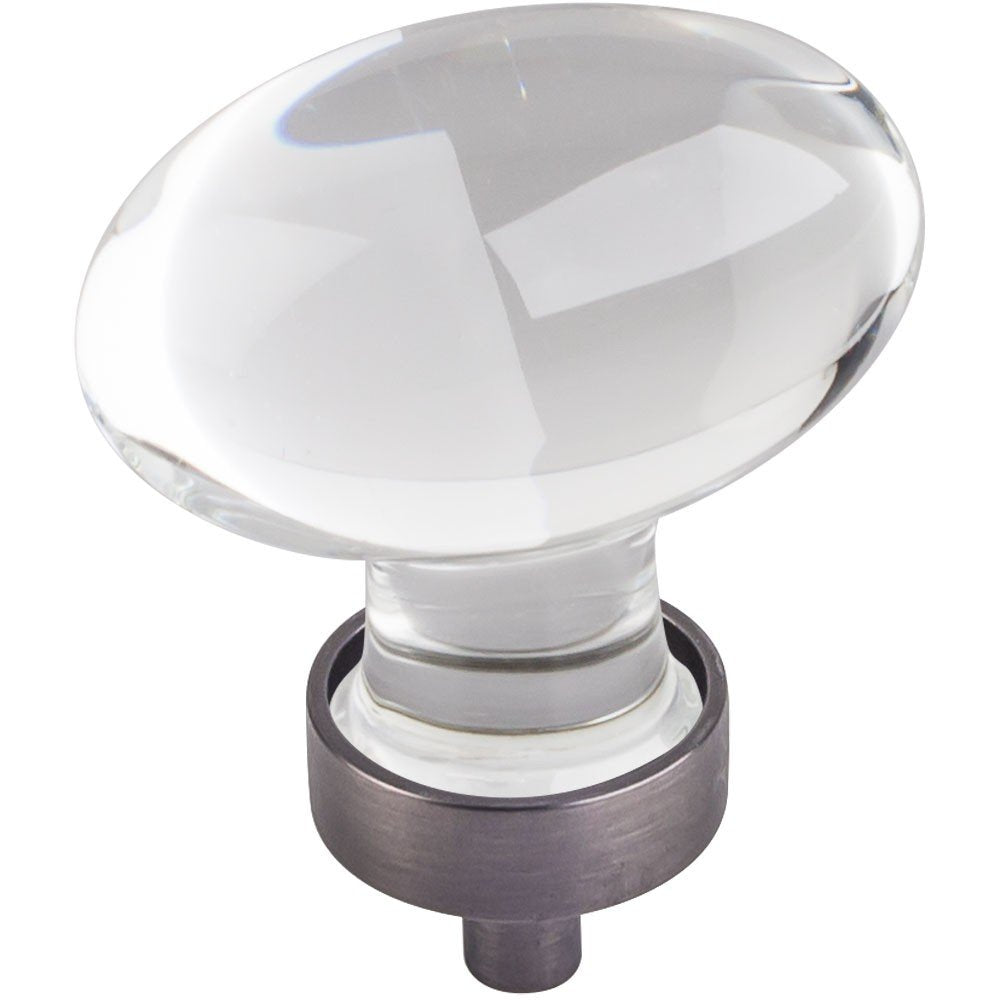 Jeffrey Alexander G110L-BNBDL 1-5/8" Overall Length Brushed Pewter Football Glass Harlow Cabinet Knob
