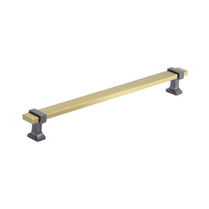 Amerock Cabinet Pull Brushed Gold/Black Chrome 8-13/16 inch (224 mm) Center to Center Overton 1 Pack Drawer Pull Drawer Handle Cabinet Hardware