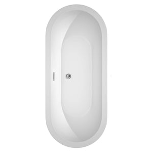 Soho 72 Inch Freestanding Bathtub in White with Polished Chrome Drain and Overflow Trim