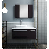 Fresca FVN6136ES-VSL-L Fresca Lucera 36" Espresso Wall Hung Vessel Sink Modern Bathroom Vanity w/ Medicine Cabinet - Left Version