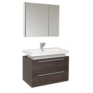 Fresca FVN8080GO Fresca Medio 32" Gray Oak Modern Bathroom Vanity w/ Medicine Cabinet