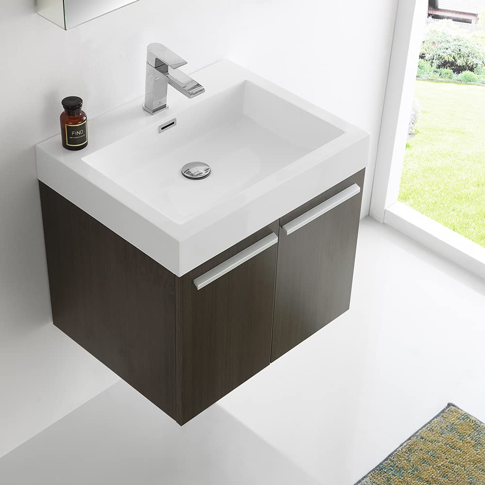 Fresca FVN8058GO Fresca Alto 23" Gray Oak Wall Hung Modern Bathroom Vanity w/ Medicine Cabinet