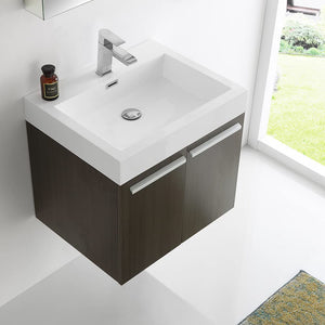 Fresca FVN8058GO Fresca Alto 23" Gray Oak Wall Hung Modern Bathroom Vanity w/ Medicine Cabinet