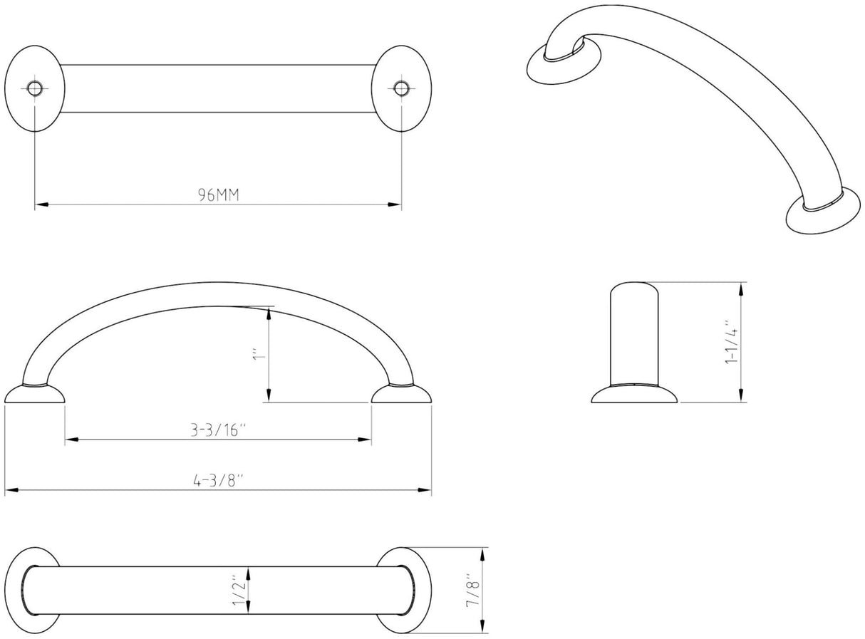 Jeffrey Alexander 650-96PC 96 mm Center-to-Center Polished Chrome Hudson Cabinet Pull