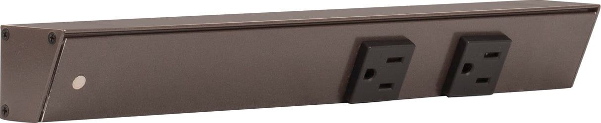 Task Lighting APT12-2B-P-BZ-L 12" APT Series Slim Angle Power Strip, Left Entry, Bronze Finish, Black Receptacles