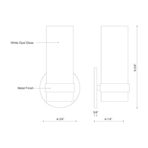 Kuzco WS9809-CH MILANO 9" WS Chrome 120V ELV LED 3000K 90CRI 9W
