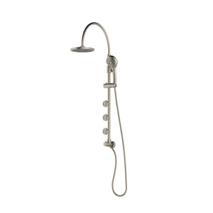 PULSE ShowerSpas 7001-BN Riviera Shower System with 8" Rain Showerhead, 3 Body Sprays, 5-Function Hand Shower, Brushed Nickel Finish