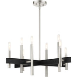 Livex Lighting 49348-91 Denmark Collection 8-Light Chandelier with Exposed Bulbs, Brushed Nickel, 28 x 28 x 44
