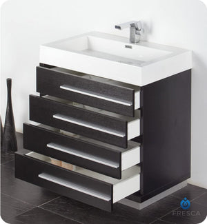 Fresca FVN8030BW Fresca Livello 30" Black Modern Bathroom Vanity w/ Medicine Cabinet
