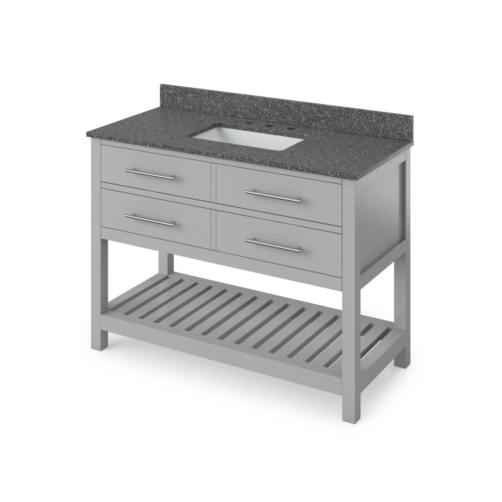 Jeffrey Alexander VKITWAV48GRBOR 48" Grey Wavecrest Vanity, Boulder Cultured Marble Vanity Top, undermount rectangle bowl