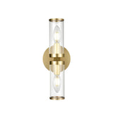 Alora WV309002NBCG REVOLVE WALL VANITY 2 LIGHT NATURAL BRASS CLEAR GLASS