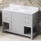 Jeffrey Alexander VKITAST48GRWCR 48" Grey Astoria Vanity, White Carrara Marble Vanity Top, undermount rectangle bowl