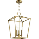 Livex Lighting 49433-01 Devone Collection 3-Light Convertible Semi-Flush Lantern Ceiling Fixture, Antique Brass