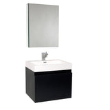 Fresca FVN8006BW Fresca Nano 24" Black Modern Bathroom Vanity w/ Medicine Cabinet