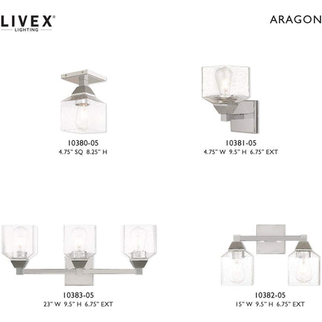 Livex Lighting 10381-05 Aragon - One Light Wall Sconce, Polished Chrome Finish with Clear Seeded Glass
