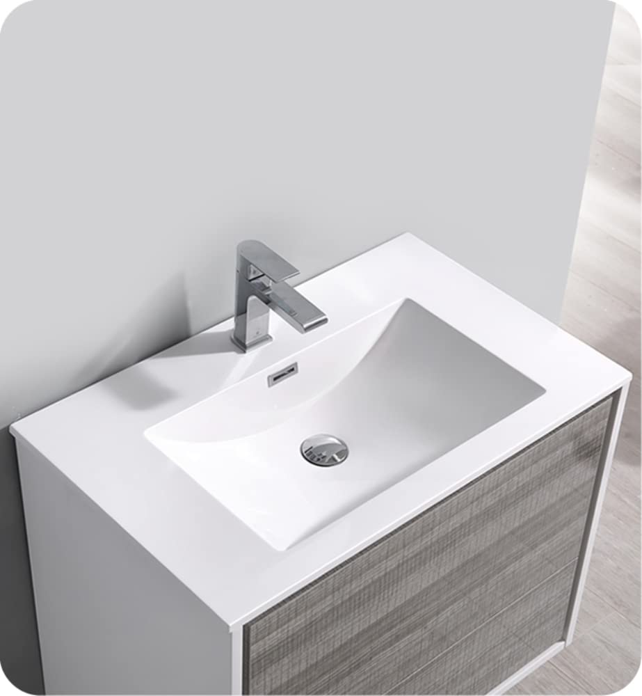 Fresca FCB9230HA Fresca Catania 30" Glossy Ash Gray Wall Hung Modern Bathroom Cabinet