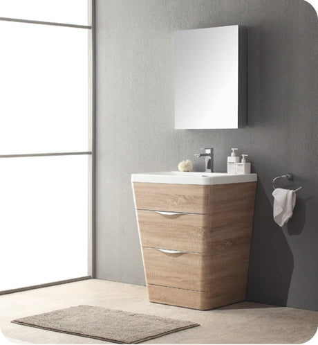 Fresca FVN8525WK Fresca Milano 26" White Oak Modern Bathroom Vanity w/ Medicine Cabinet
