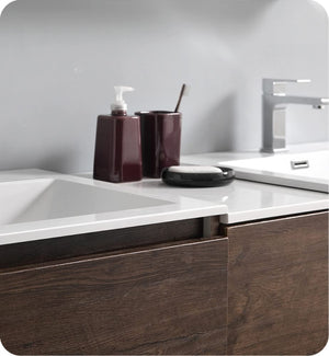 Fresca FCB93-241224RW-D-I Fresca Lazzaro 60" Rosewood Free Standing Double Sink Modern Bathroom Cabinet w/ Integrated Sinks