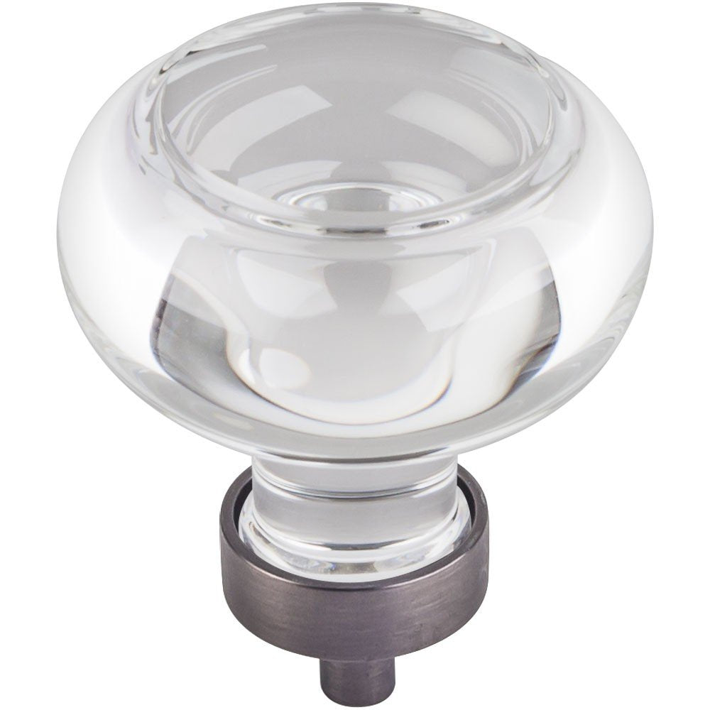 Jeffrey Alexander G120L-BNBDL 1-3/4" Diameter Brushed Pewter Button Glass Harlow Cabinet Knob