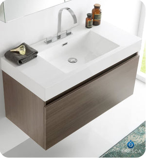 Fresca FVN8010GO Fresca Mezzo 39" Gray Oak Modern Bathroom Vanity w/ Medicine Cabinet