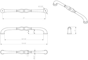Jeffrey Alexander 818-12SN 12" Center-to-Center Satin Nickel Bella Appliance Handle