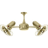 Matthews Fan DD-PB-MTL Duplo Dinamico 360” rotational dual head ceiling fan in Polished Brass finish with metal blades.