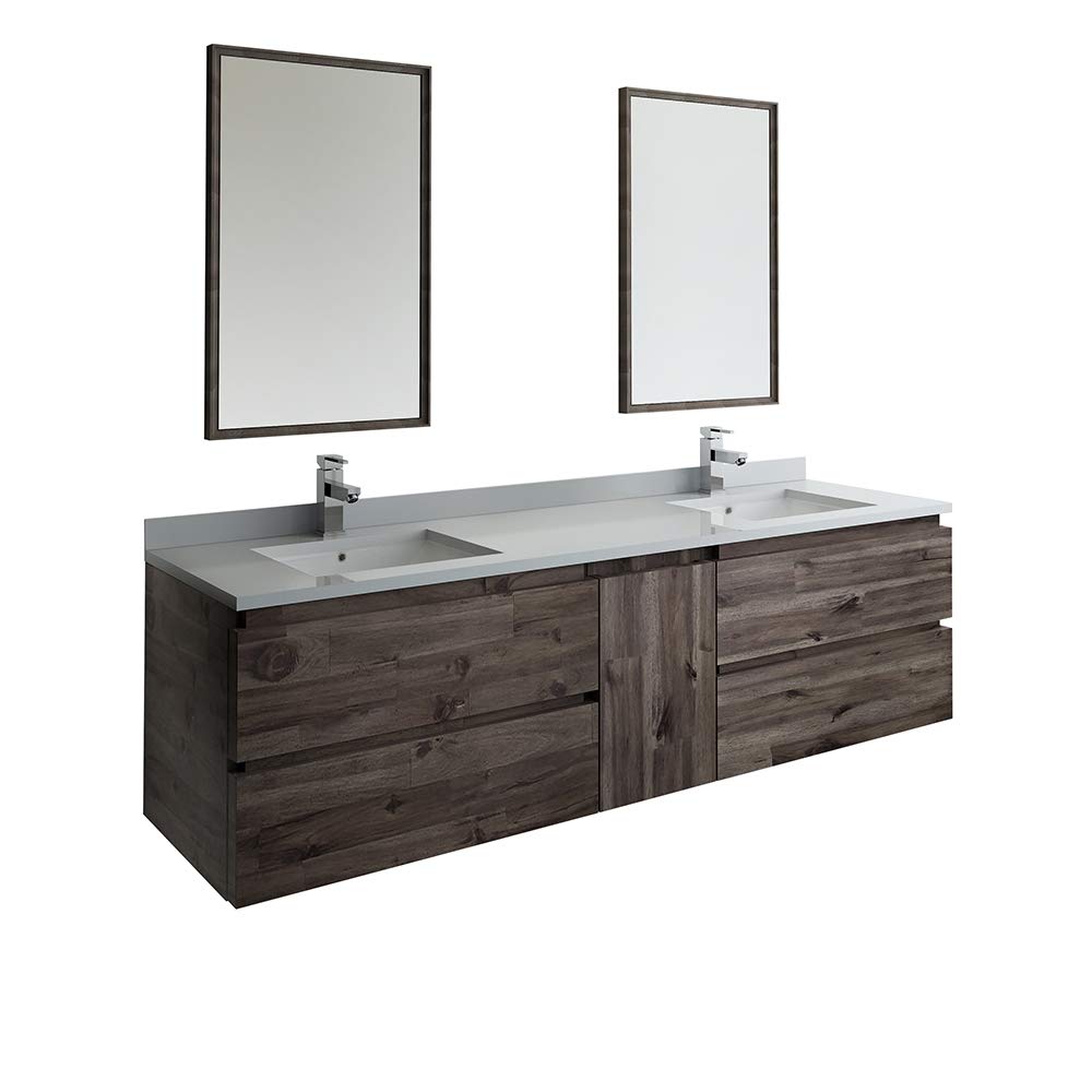 Fresca FVN31-301230ACA Fresca Formosa 72" Wall Hung Double Sink Modern Bathroom Vanity w/ Mirrors