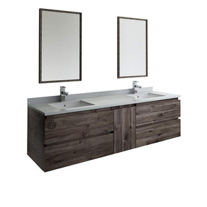 Fresca FVN31-301230ACA Fresca Formosa 72" Wall Hung Double Sink Modern Bathroom Vanity w/ Mirrors