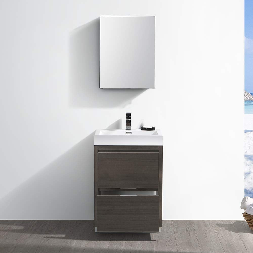 Fresca FVN8424GO Fresca Valencia 24" Gray Oak Free Standing Modern Bathroom Vanity w/ Medicine Cabinet