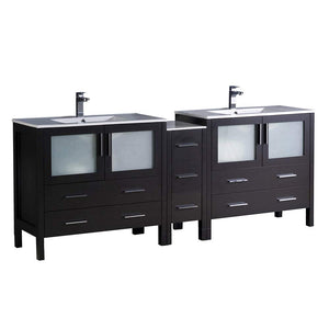 Fresca FCB62-361236ES-I Fresca Torino 84" Espresso Modern Double Sink Bathroom Cabinets w/ Integrated Sinks