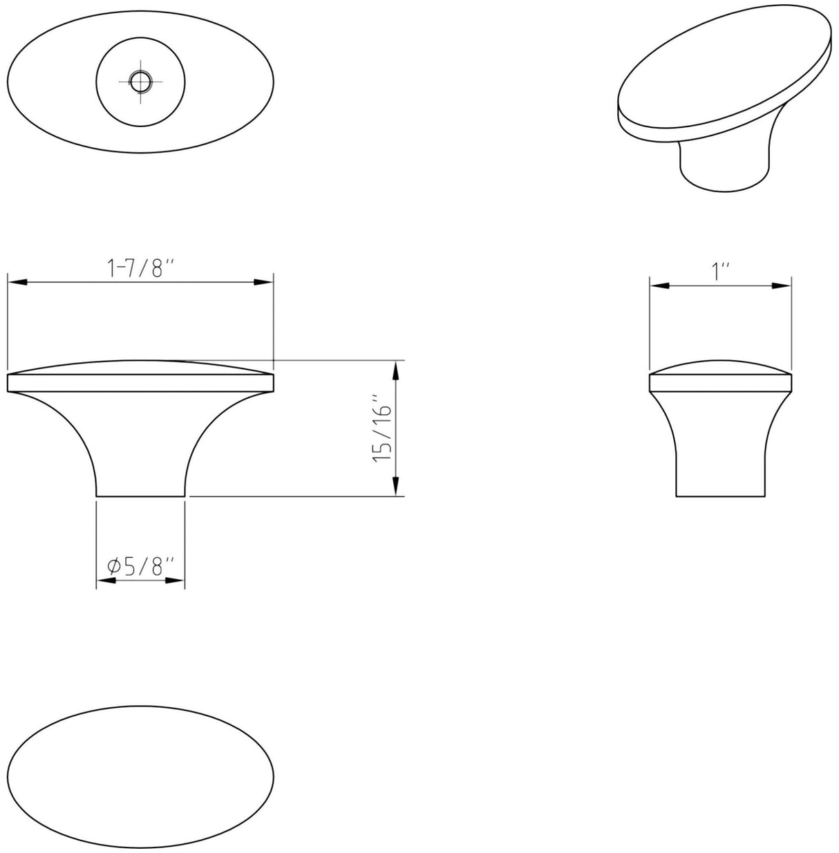 Jeffrey Alexander 650-DBAC 1-7/8" Overall Length Brushed Oil Rubbed Bronze Oval Hudson Cabinet Knob