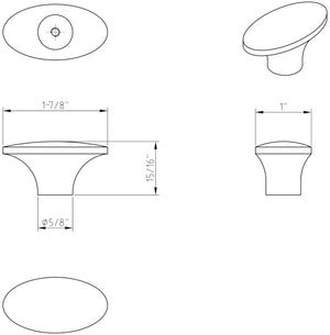 Jeffrey Alexander 650-DBAC 1-7/8" Overall Length Brushed Oil Rubbed Bronze Oval Hudson Cabinet Knob