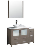 Fresca FVN62-3612GO-VSL Fresca Torino 48" Gray Oak Modern Bathroom Vanity w/ Side Cabinet & Vessel Sink