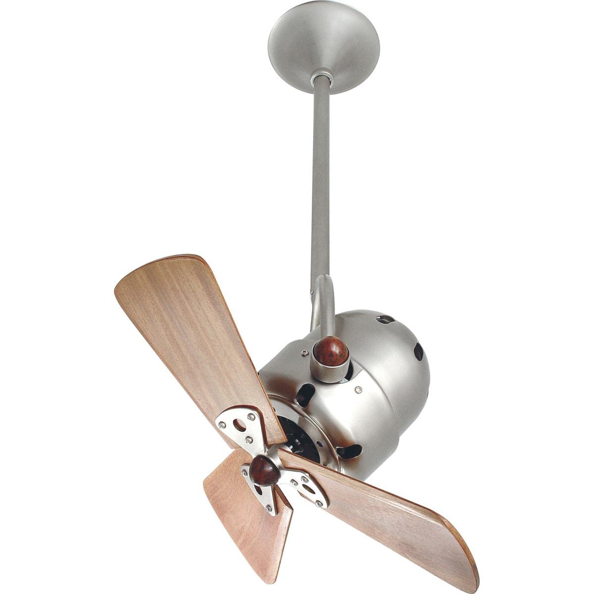Matthews Fan BD-BN-WD-DAMP Bianca Direcional ceiling fan in Brushed Nickel finish with solid sustainable mahogany wood blades for damp  location.
