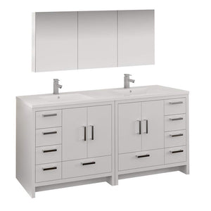 Fresca FVN9472WH Fresca Imperia 72" Glossy White Free Standing Double Sink Modern Bathroom Vanity w/ Medicine Cabinet