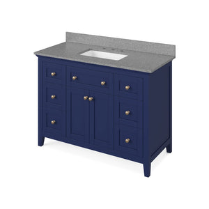 Jeffrey Alexander VKITCHA48BLSGR 48" Hale Blue Chatham Vanity, Steel Grey Cultured Marble Vanity Top, undermount rectangle bowl
