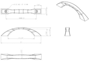 Jeffrey Alexander 767-96BNBDL 96 mm Center-to-Center Brushed Pewter Flared Philip Cabinet Pull