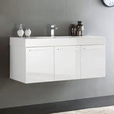 Fresca FCB8092WH-I Fresca Vista 48" White Wall Hung Modern Bathroom Cabinet w/ Integrated Sink